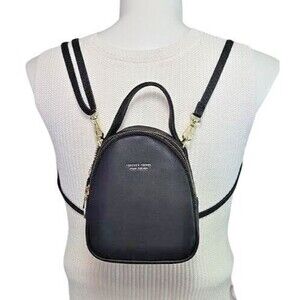 Forever Young by Pely Small Backpack Crossbody Handbag Purse Black Clutch Vegan